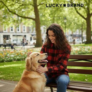 Lucky Brand Long Sleeve Button Up 100% Cotton Plaid Flannel Shirt